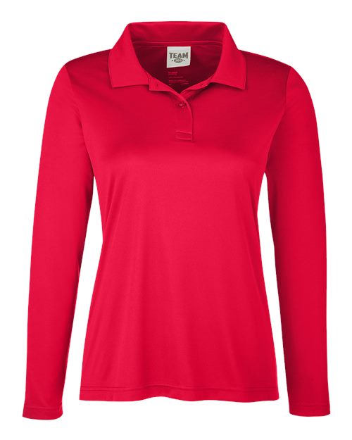 Team 365 TT51LW, Women's Zone Performance Long Sleeve Polo, Sport Red
