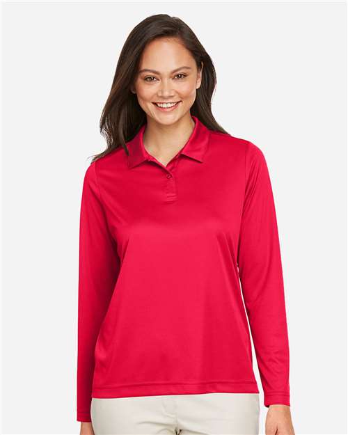 Team 365 TT51LW, Women's Zone Performance Long Sleeve Polo, Sport Red