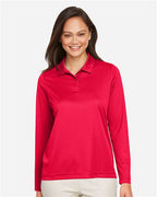 Team 365 TT51LW, Women's Zone Performance Long Sleeve Polo, Sport Red