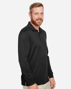 Harriton M348L, 13907 Men's Advantage Snag Protection Plus Il Long Sleeve Polo, Black
