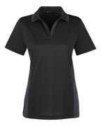 Harriton M386W, 13909 Women's Flash Snag Protection Plus Il Colorblock Polo, Black/ Dark Charcoal