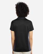 Harriton M386W, 13909 Women's Flash Snag Protection Plus Il Colorblock Polo, Black/ Dark Charcoal