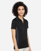 Harriton M386W, 13909 Women's Flash Snag Protection Plus Il Colorblock Polo, Black/ Dark Charcoal