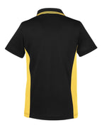 Harriton M386W, 13909 Women's Flash Snag Protection Plus Il Colorblock Polo, Black/ Sunray Yellow