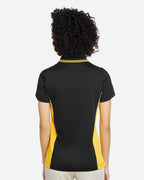 Harriton M386W, 13909 Women's Flash Snag Protection Plus Il Colorblock Polo, Black/ Sunray Yellow