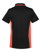 Harriton M386W, 13909 Women's Flash Snag Protection Plus Il Colorblock Polo, Black/ Team Orange