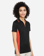 Harriton M386W, 13909 Women's Flash Snag Protection Plus Il Colorblock Polo, Black/ Team Orange