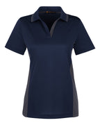 Harriton M386W, 13909 Women's Flash Snag Protection Plus Il Colorblock Polo, Dark Navy/ Dark Charcoal