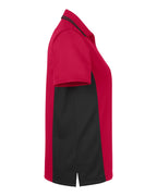 Harriton M386W, 13909 Women's Flash Snag Protection Plus Il Colorblock Polo, Red/ Black