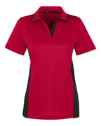 Harriton M386W, 13909 Women's Flash Snag Protection Plus Il Colorblock Polo, Red/ Black