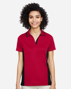Harriton M386W, 13909 Women's Flash Snag Protection Plus Il Colorblock Polo, Red/ Black