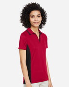 Harriton M386W, 13909 Women's Flash Snag Protection Plus Il Colorblock Polo, Red/ Black