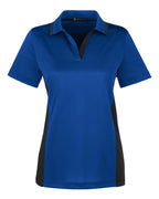 Harriton M386W, 13909 Women's Flash Snag Protection Plus Il Colorblock Polo, True Royal/ Black
