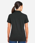 Harriton M205W, 13916 Women's Valiant Cotton Snag Protect Polo, Black