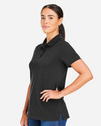 Harriton M205W, 13916 Women's Valiant Cotton Snag Protect Polo, Black