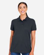 Harriton M205W, 13916 Women's Valiant Cotton Snag Protect Polo, Dark Charcoal