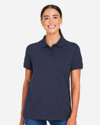 Harriton M205W, 13916 Women's Valiant Cotton Snag Protect Polo, Dark Navy