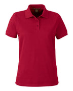 Harriton M205W, 13916 Women's Valiant Cotton Snag Protect Polo, Red