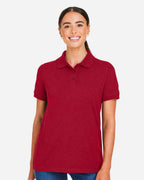 Harriton M205W, 13916 Women's Valiant Cotton Snag Protect Polo, Red