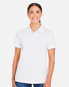 Harriton M205W, 13916 Women's Valiant Cotton Snag Protect Polo, White