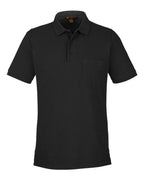 Harriton M205P, 13921 Men's Valiant Cotton Snag Protect Pocket Polo, Black
