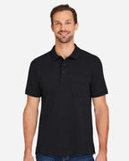 Harriton M205P, 13921 Men's Valiant Cotton Snag Protect Pocket Polo, Black