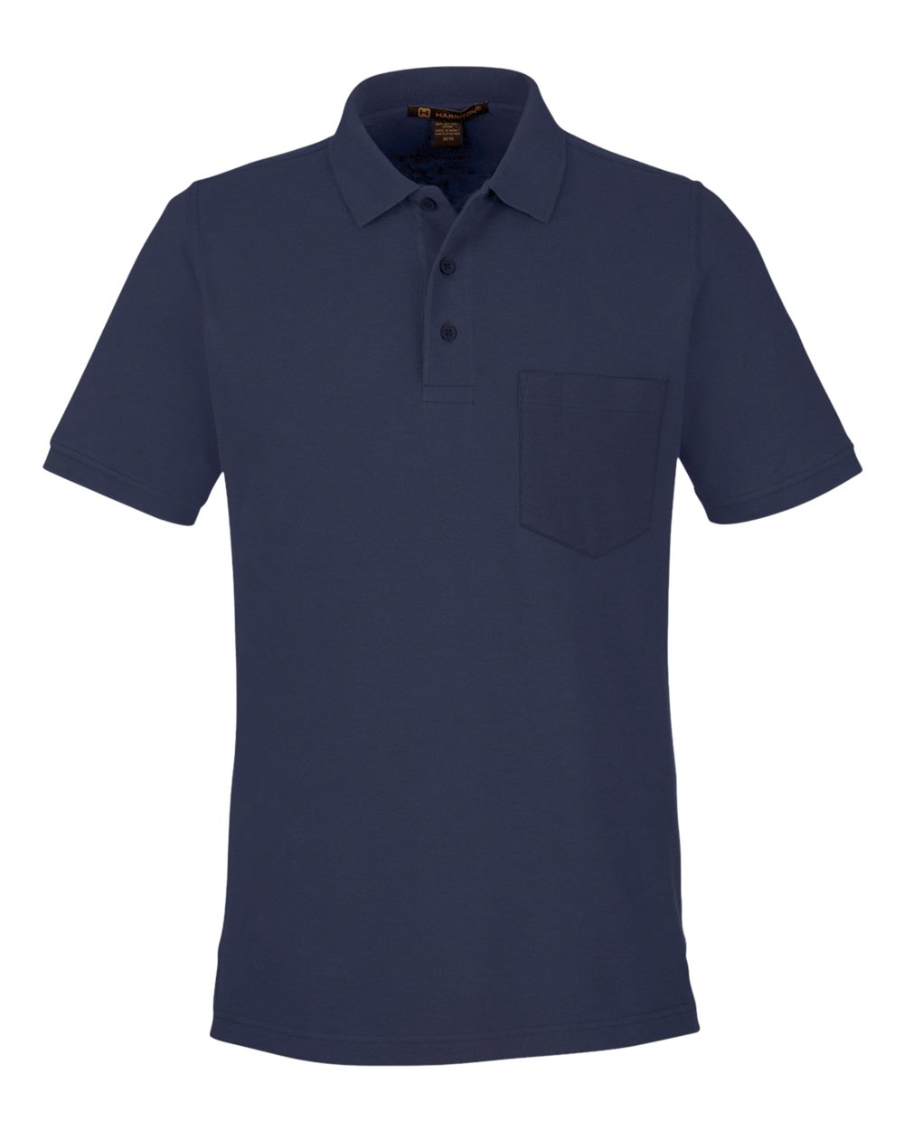 Harriton M205P, 13921 Men's Valiant Cotton Snag Protect Pocket Polo, Dark Navy