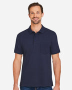 Harriton M205P, 13921 Men's Valiant Cotton Snag Protect Pocket Polo, Dark Navy