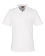 Harriton M205P, 13921 Men's Valiant Cotton Snag Protect Pocket Polo, White