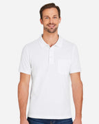 Harriton M205P, 13921 Men's Valiant Cotton Snag Protect Pocket Polo, White