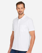 Harriton M205P, 13921 Men's Valiant Cotton Snag Protect Pocket Polo, White