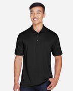 Harriton M345, 13926 Men's Advantage Snag Protection Plus Il Snap Placket Polo, Black
