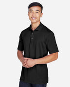 Harriton M345, 13926 Men's Advantage Snag Protection Plus Il Snap Placket Polo, Black