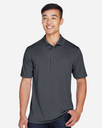 Harriton M345, 13926 Men's Advantage Snag Protection Plus Il Snap Placket Polo, Dark Charcoal