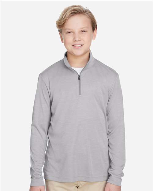 Team 365 TT31HY, Youth Zone Sonic Heather Performance Quarter-zip Pullover, Athletic Heather