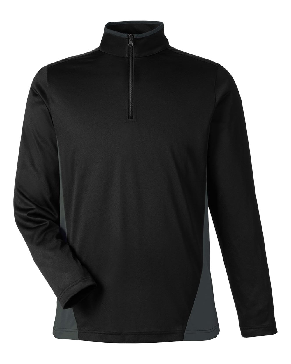 Harriton M786, 13930 Men's Flash Snag Protection Plus Il Colorblock Quarter-zip Pullover, Black/ Dark Charcoal