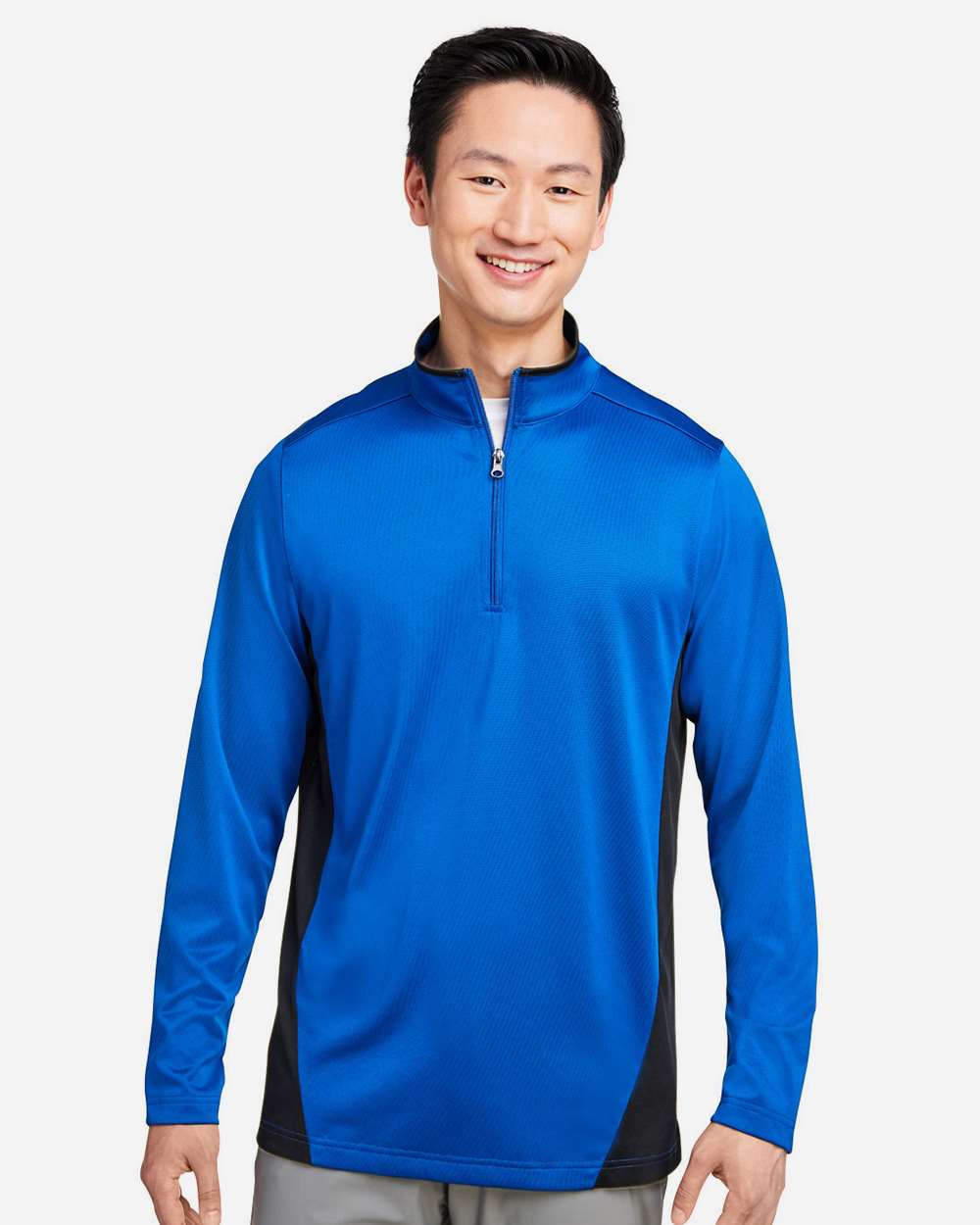 Harriton M786, 13930 Men's Flash Snag Protection Plus Il Colorblock Quarter-zip Pullover, True Royal/ Black