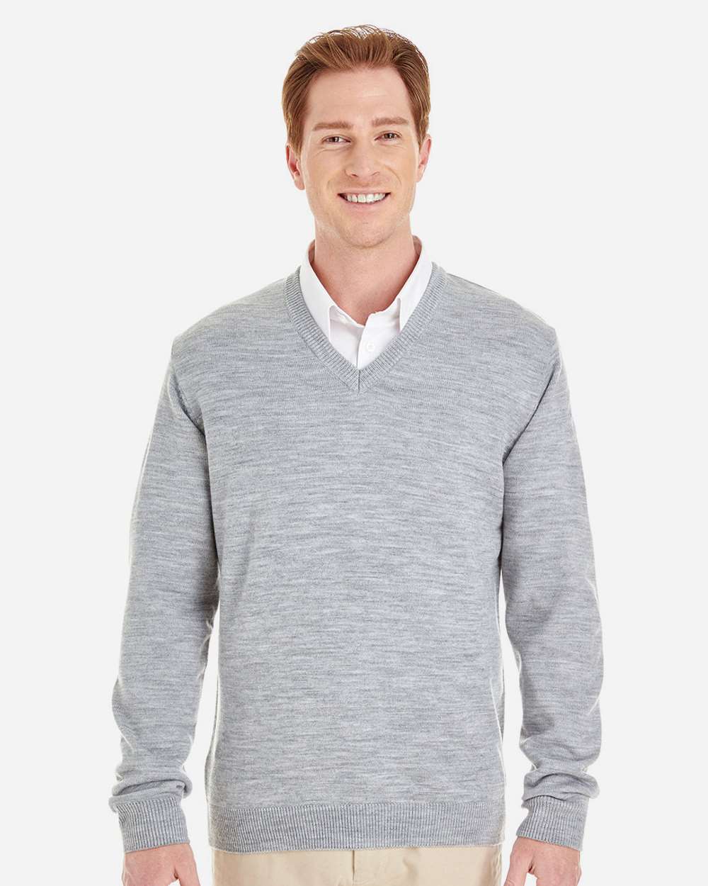 Harriton M420, 13935 Men's Pilbloc V-neck Sweater, Grey Heather