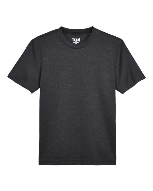 Team 365 TT11HY, Youth Sonic Heather Performance T-shirt, Black Heather