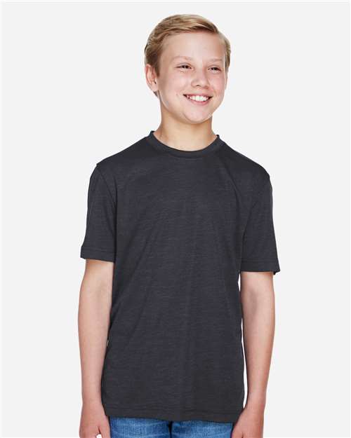 Team 365 TT11HY, Youth Sonic Heather Performance T-shirt, Black Heather