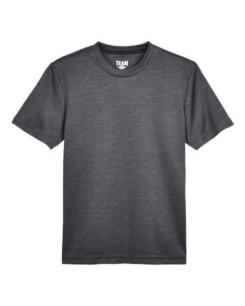 Team 365 TT11HY, Youth Sonic Heather Performance T-shirt, Dark Grey Heather