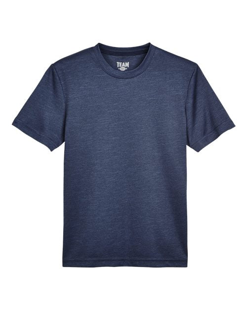 Team 365 TT11HY, Youth Sonic Heather Performance T-shirt, Sport Dark Navy Heather