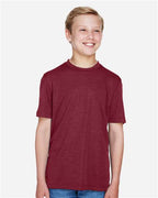 Team 365 TT11HY, Youth Sonic Heather Performance T-shirt, Sport Maroon Heather