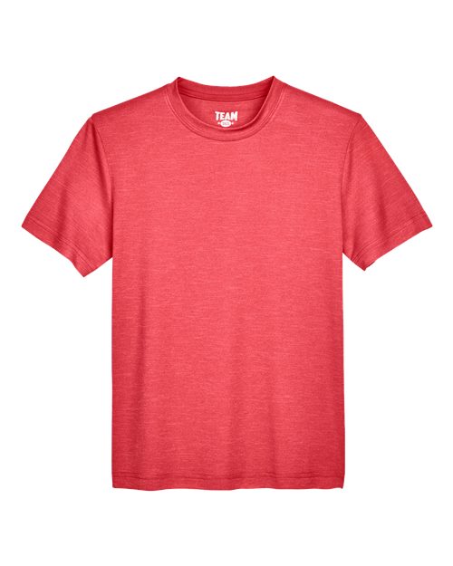 Team 365 TT11HY, Youth Sonic Heather Performance T-shirt, Sport Red Heather