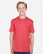 Team 365 TT11HY, Youth Sonic Heather Performance T-shirt, Sport Red Heather