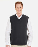 Harriton M415, 13947 Men's Pilbloc V-neck Sweater Vest, Black