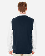 Harriton M415, 13947 Men's Pilbloc V-neck Sweater Vest, Dark Navy