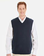 Harriton M415, 13947 Men's Pilbloc V-neck Sweater Vest, Dark Navy