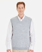Harriton M415, 13947 Men's Pilbloc V-neck Sweater Vest, Grey Heather