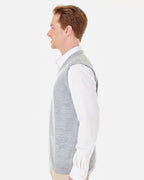 Harriton M415, 13947 Men's Pilbloc V-neck Sweater Vest, Grey Heather